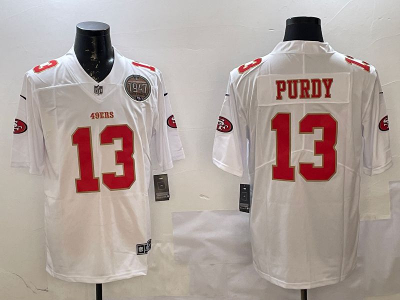 Men San Francisco 49ers #13 Purdy White gold Fashion 2025 Nike Limited NFL Jersey style 2